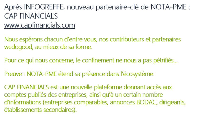 Annonce CAP FINANCIALS 1