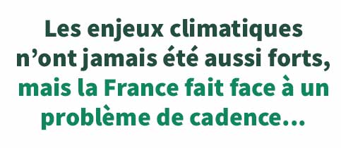 Les enjeux climatiquesn’ont jamais été aussi forts,mais la France fait face à un problème de cadence...